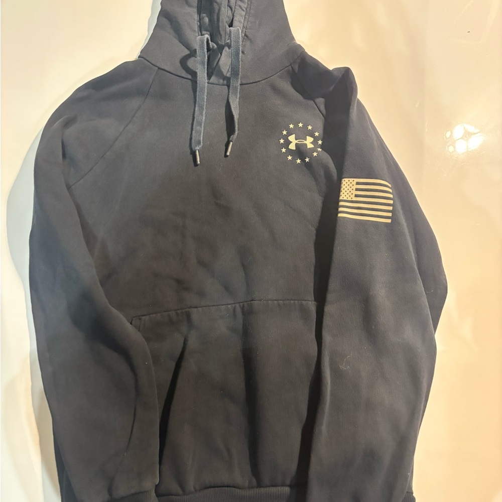 Under Armour Dark Hoodie with Flag Emblem
